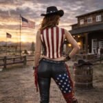 American Flag Cowgirl Leather Outfit