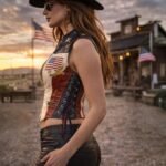 American Flag Cowgirl Leather Outfit
