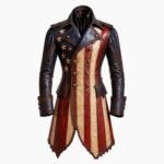 American Flag Handmade Patriotic Military Style Leather Coat