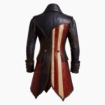 American Flag Handmade Patriotic Military Style Leather Coat