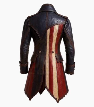 American Flag Handmade Patriotic Military Style Leather Coat
