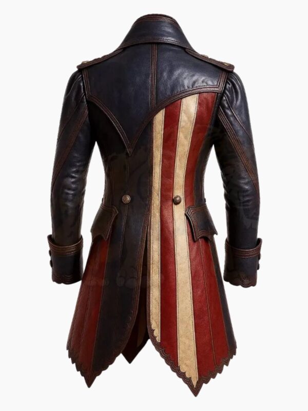 American Flag Handmade Patriotic Military Style Leather Coat