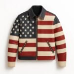 American Flag Leather Biker Jacket For Men