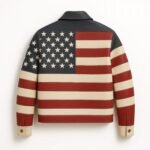 American Flag Leather Biker Jacket For Men