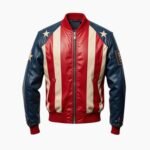 American Flag Leather Bomber Jacket