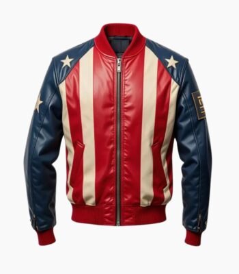 American Flag Leather Bomber Jacket