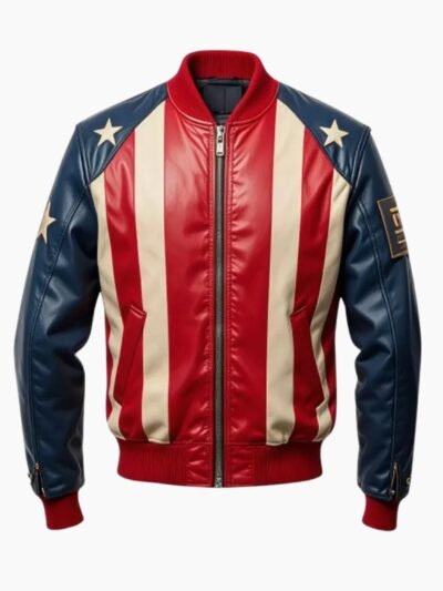 American Flag Leather Bomber Jacket