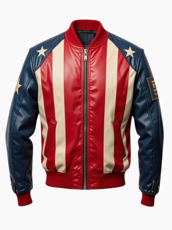 American Flag Leather Bomber Jacket