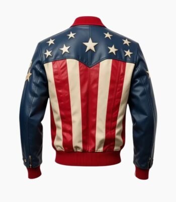 American Flag Leather Bomber Jacket