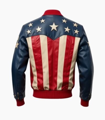 American Flag Leather Bomber Jacket