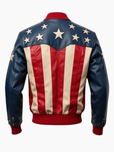 American Flag Leather Bomber Jacket