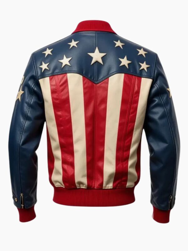American Flag Leather Bomber Jacket