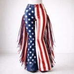 American Flag Leather Fringe Leather Pants USA