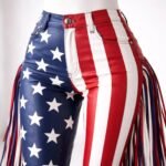 American Flag Leather Fringe Leather Pants USA