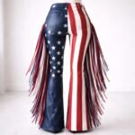 American Flag Leather Fringe Leather Pants USA