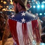 American Flag Leather Fringe Vest Unisex Western Wear