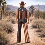 American Flag Leather Fringe Vest and Pants Set
