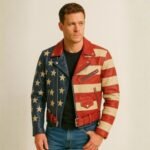 American Flag Vintage Stars & Stripes Leather Biker Jacket