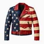 American Flag Vintage Stars & Stripes Leather Biker Jacket