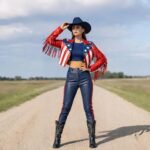 American Independence Day Cowgirl Leather Outfit