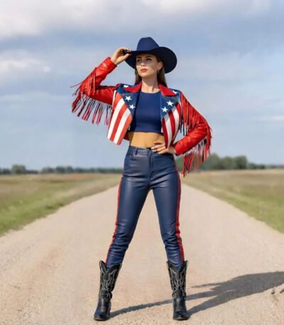 American Independence Day Cowgirl Leather Outfit