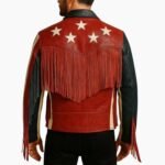 Custom Flag Leather Fringe Cowboy Jacket