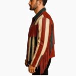 Custom Flag Leather Fringe Cowboy Jacket