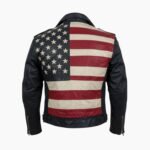 Distressed Stars & Stripes USA Flag Vintage Cowhide Leather Biker Jacket