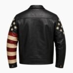 Handmade Men's Leather American Flag Biker Jacket
