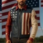 Handmade USA Flag Leather Biker Jacket