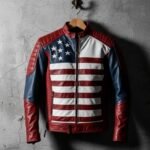 Mens American Flag Casual Motorcycle Jacket