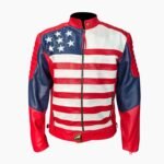 Mens American Flag Casual Motorcycle Jacket