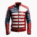 Mens American Flag Casual Motorcycle Jacket