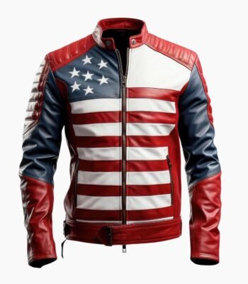 Mens American Flag Casual Motorcycle Jacket