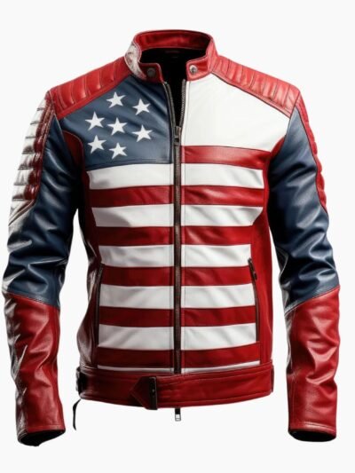Mens American Flag Casual Motorcycle Jacket