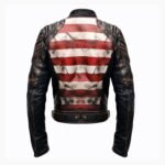 Men's Distressed USA Flag Genuine Leather Motorcycle Jacket