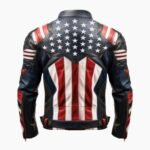 Mens Genuine Leather Jacket Inspired by American Flag USA