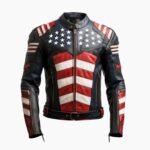 Mens Genuine Leather Jacket Inspired by American Flag USA
