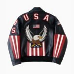 Men's USA Eagle Leather Bomber Jacket