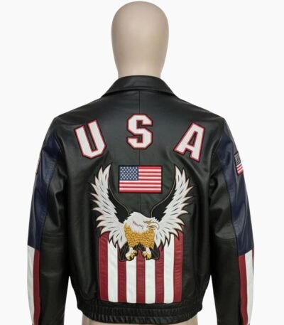 Men's USA Eagle Leather Jacket
