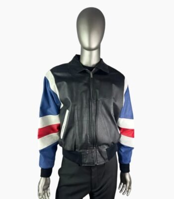 Michael Hoban USA Flag Vintage Leather Jacket
