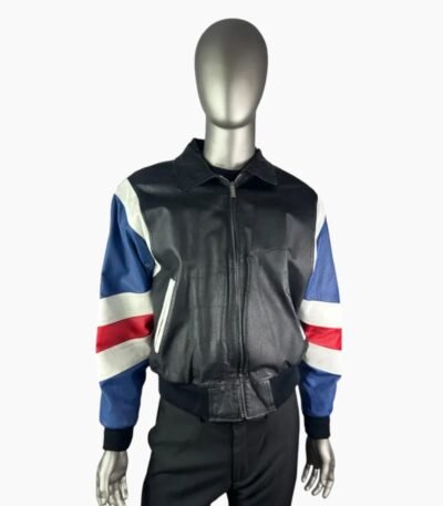 Michael Hoban USA Flag Vintage Leather Jacket