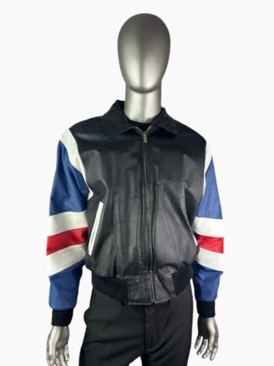 Michael Hoban USA Flag Vintage Leather Jacket