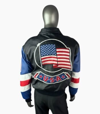 Michael Hoban USA Flag Vintage Leather Jacket