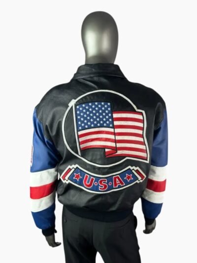 Michael Hoban USA Flag Vintage Leather Jacket