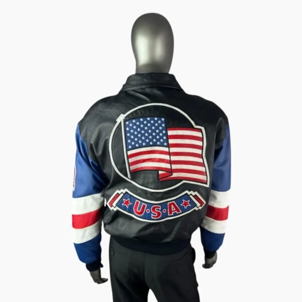 Michael Hoban USA Flag Vintage Leather Jacket
