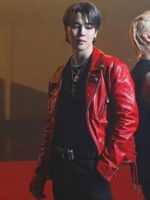 Taeyang Vibe BTS Jimin Red Leather Jacket
