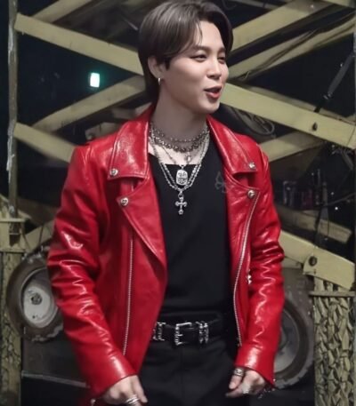 Taeyang Vibe BTS Jimin Red Leather Jacket