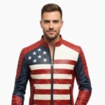 USA Flag Men Biker Leather American Motorcycle Style Jacket