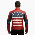 USA Flag Men Biker Leather American Motorcycle Style Jacket